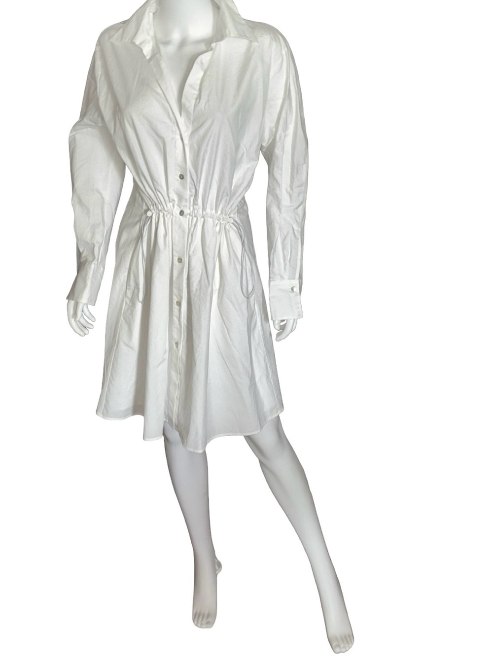 Vince White Adjustable Drawstring Waist Long Sleeve Shirt Dress Medium Casual - Picture 2 of 8